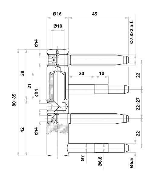 Дверная штыревая ( бочковая ) петля Otlav EXACTA D16 CF495160H102-CG495160H102 Бихромат 15.0002.01 фото