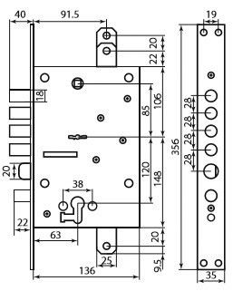 Дверной механизм ( замок ) для входных дверей Mottura 54J797BDRN5DC4C Правый Никель матовый 16.0012.01 фото