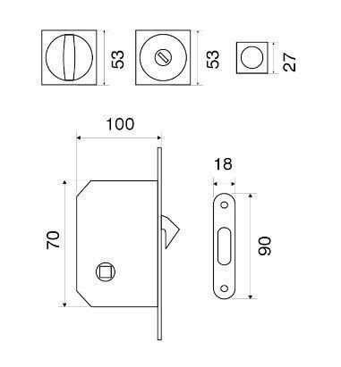 Дверна ручка купе для розсувних дверей Fimet 3667R+LOCK+MQ F15 Антрацит 03.0056.03 фото
