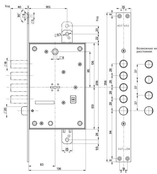 Дверной механизм ( замок ) для входных дверей Mottura 52771DM2856 (TSBM) Никель матовый 16.0015.01 фото