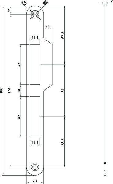 Ответная планка AGB B010002106 под дверь без четверти Никель полированный 12.0025.02 фото