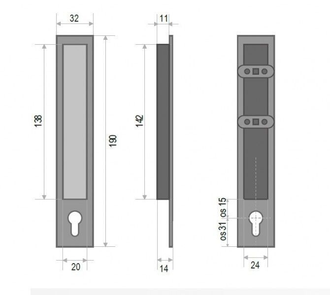 Дверная ручка купе для раздвижных дверей Pamar MN 1100 Z PZ E215 Хром матовый 01.0003.01 фото