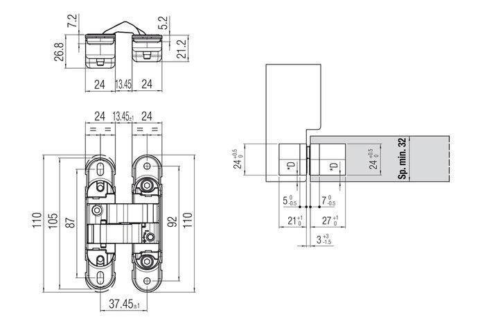Дверна прихована петля ( врізна ) KOBLENZ KOMBI Hybrid K1019 DXSX BI Білий матовий 13.0001.01 фото
