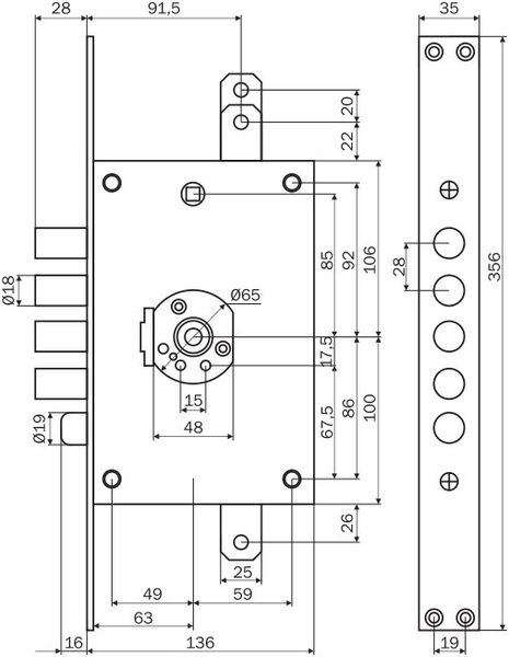 Дверной механизм ( замок ) для входных дверей Mottura 3D771R80005CS Правый Никель матовый 16.0023.01 фото