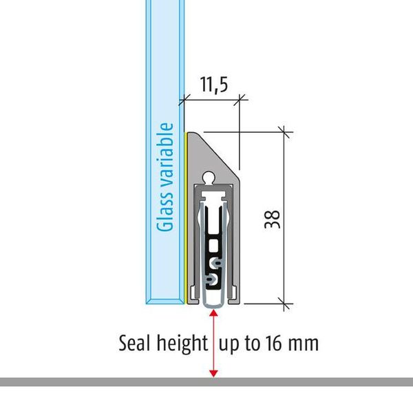 Выпадающий порог для стеклянных дверей Planet KG-S narrow p RD | 48 dB 585-460мм Серый 29.0010.01 фото