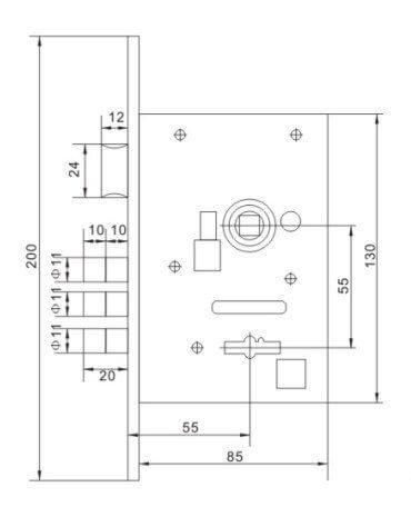 Комплект: Дверная ручка на планке Bruno 7055 BB 55мм + замок 969-55 Античная латунь 33609 фото