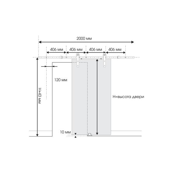 Комплект: Раздвижная система Comit Loft LJ-1040-200 + профиль 2000мм Чёрный матовый 24.0039.01 фото