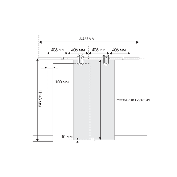 Комплект: Розсувна система Comit Loft LJ-1060B-200 + профіль 2000мм Чорний матовий 24.0040.01 фото